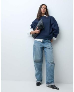 ASOS Sweatshirt Van Premium 500Gsm Zware Stof Met Cocoonmouwen - Blauw