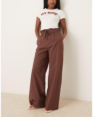 OMNES High Rise Wide Leg Trouser - Brown