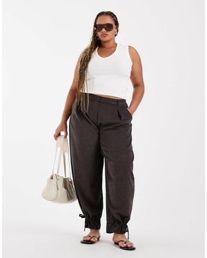 ASOS Curve Tailored Tailored Balloon Pants With Ruffle Hem - Brown