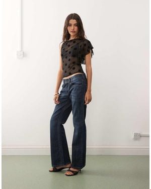 Collusion One Sleeve Mesh Top - Black