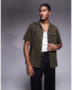 River Island Short Sleeve Pinstripe Shirt - Grey