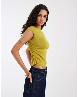ASOS Top Fruncido Con Cuello Barco De Punto Compacto-Verde - Multicolor
