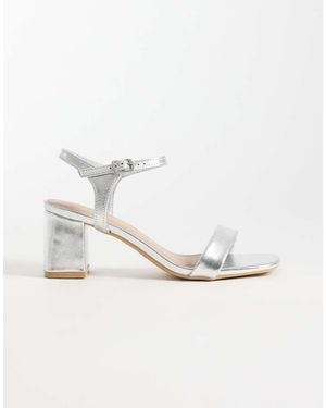 New Look Shimmer Block Heeled Sandal - White