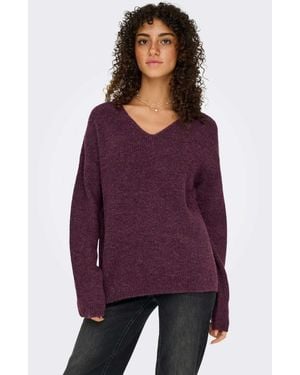 ONLY Pull en maille mauve bordeaux - Violet