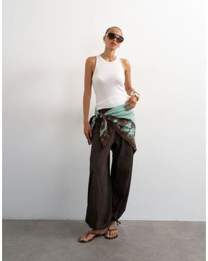 TOPSHOP Crinkle Balloon Trouser - White