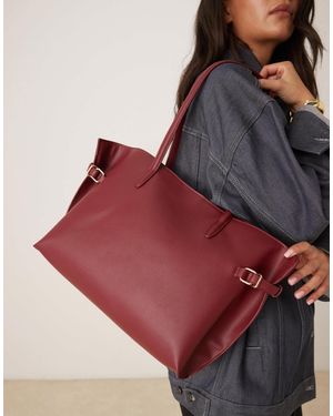 ASOS Smooth Tote Bag With Belt Detail - Red