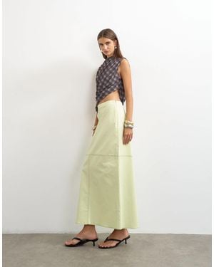 TOPSHOP Column Midi Skirt With Contrast Stitch Detail - Green