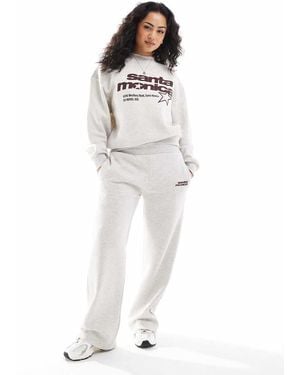 Pull&Bear 'santa Monica' Graphic Wide Leg jogger Co-ord - White
