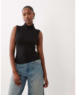 Gina Tricot Top Senza Maniche Con Collo A Imbuto - Nero