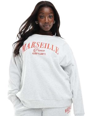 ASOS Asos Design Curve Oversized Sweatshirt With Embroidered Marseille Graphic - White