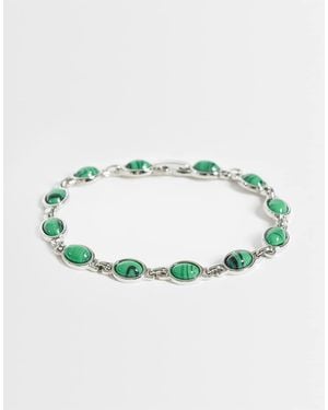 Reclaimed Vintage Bracelet With Malachite Stones - Blue