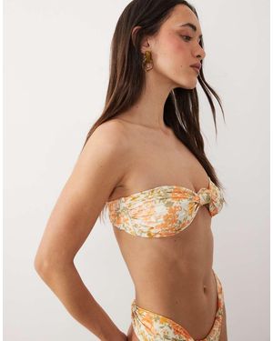 Miss Selfridge Twist Detail Bandeau Bikini Top - Natural