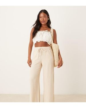 JDY Petite Wide Leg Linen Trouser - Natural
