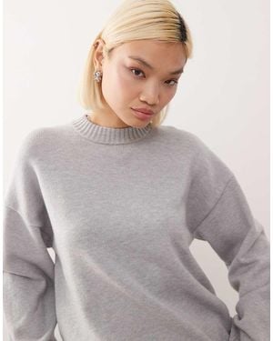 Monki Oversized Jumper With Drop Shoulder - Grey