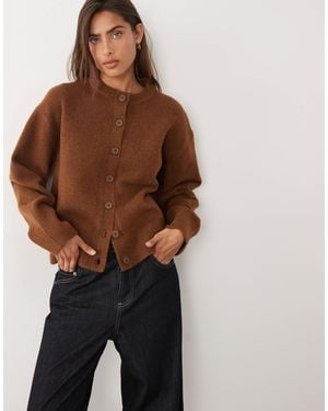 ASOS Relaxed Cardigan With Side Split Detail - Brown