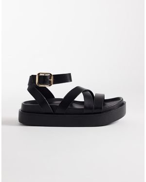 SEQWL Sandali Flatform Con Fascette Sottili - Nero