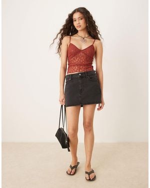 Abercrombie & Fitch Low Rise Denim Mini Skort - Natural