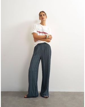 TOPSHOP Plisse Jersey Wide Leg Trouser - White