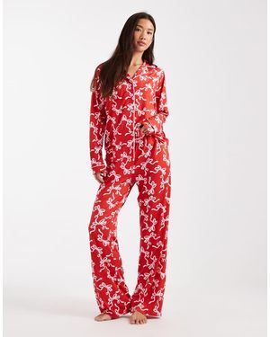 Threadbare Pigiama A Maniche Lunghe Con Stampa Di Fiocchi - Rosso