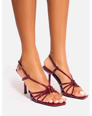 Public Desire Jiniso Burgundy Knot Front Strappy Heels - White