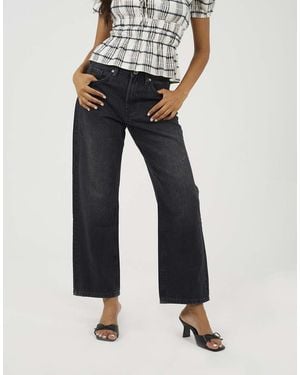 Brave Soul Vaqueros Negros De Talle Medio Y Pernera Slim De - Azul