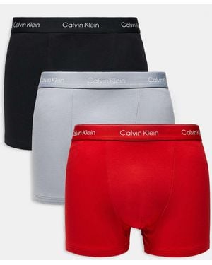 Calvin Klein Icon Cotton Stretch 3 Pack Relaxed Boxer Briefs - Red