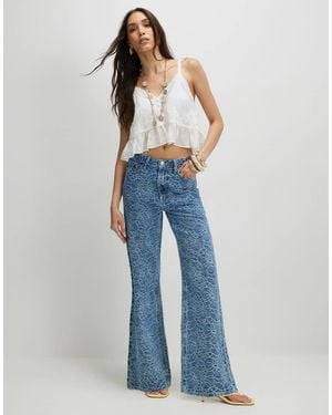 River Island Floral Print Relaxed Straight Jeans - Blue