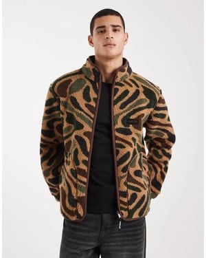 Parlez Logo Zip Through All Over Camo Print Fleece - Multicolor