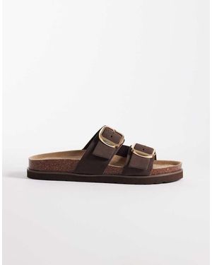 New Look Sandali Marroni Con Doppie Fibbie - Marrone