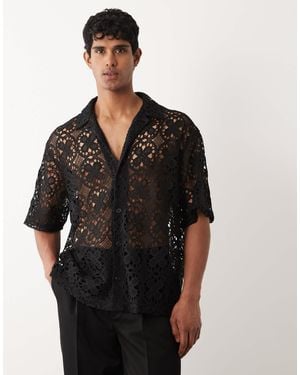 ASOS – gehäkeltes oversize-hemd - Schwarz
