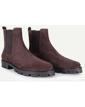 OFF THE HOOK Nova Suede Chunky Sole Chelsea Boots - Brown
