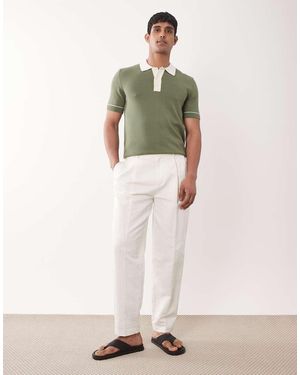 ASOS Pantalones De Vestir Blancos De Corte Tapered Extragrande De Tejido Rico En Lino De - Neutro