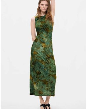 Desigual Midi-Jurk Met Flockprint - Groen