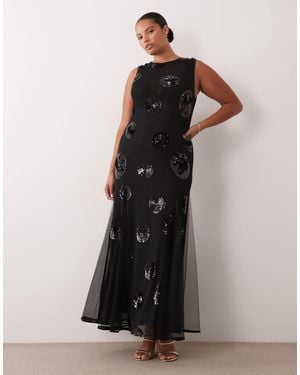 ASOS Asos Design Curve Embellished Sequin Spot Maxi Dress - Black