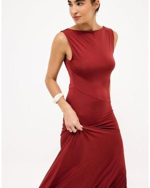 NA-KD Asymmetric Maxi Dress - Red