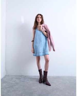 TOPSHOP Denim Swing Dress - White