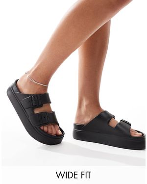 Asos Design Wide Fit Freestyle - sandales à semelle plateforme et double boucle - Noir