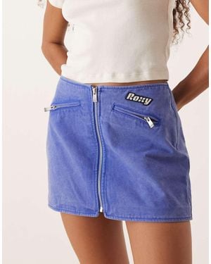 Roxy Chloe Kim Moto Style Mini Skirt - Blue