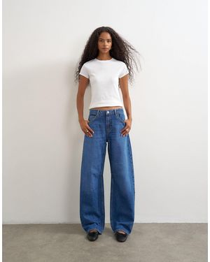 TOPSHOP Barrel Mid Rise Jean - Blue