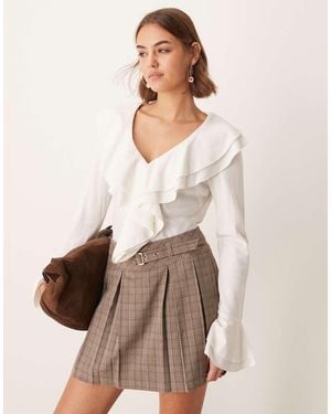 Finding Friday Vneck Frill Blouse - Natural