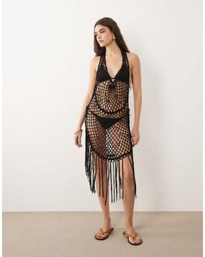ASOS Macrame Beach Mini Sundress - Natural