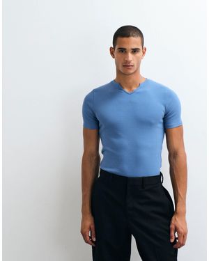 ASOS Muskelshirt mit schlitz-ausschnitt - Blau