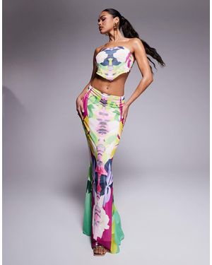 AFRM Falda Larga Con Estampado Tropical De Malla Tegan De (Parte De Un Conjunto) - Multicolor