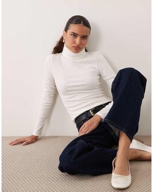 New Look Ribbed Roll Neck Long Sleeve Top - Blue