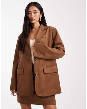 Object Premium Faux Suede Blazer Co-ord - Brown