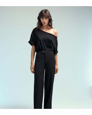 Pull&Bear Tall High-waist Smart Trousers - Blue