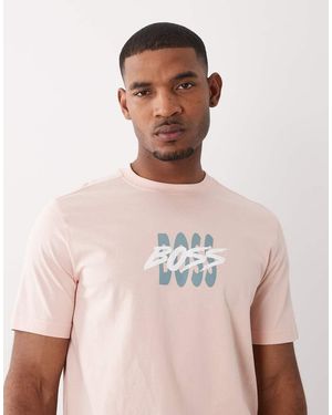 BOSS Hugo Boss Regular Fit Graphic Short Sleeve - Natural