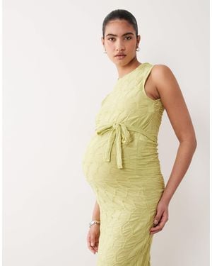 Mama.licious Mamalicious Materniy Textured Jersey High Neck Maxi Dress - Green