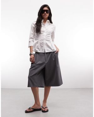 Monki Cinched Waist Shirt - White