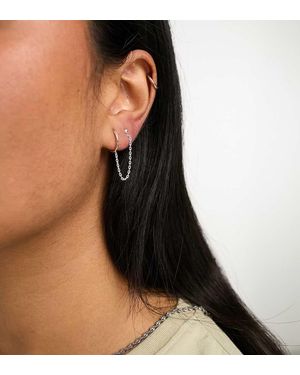 Kingsley Ryan Sterling Ball Stud And Chainlink Earrings - Black